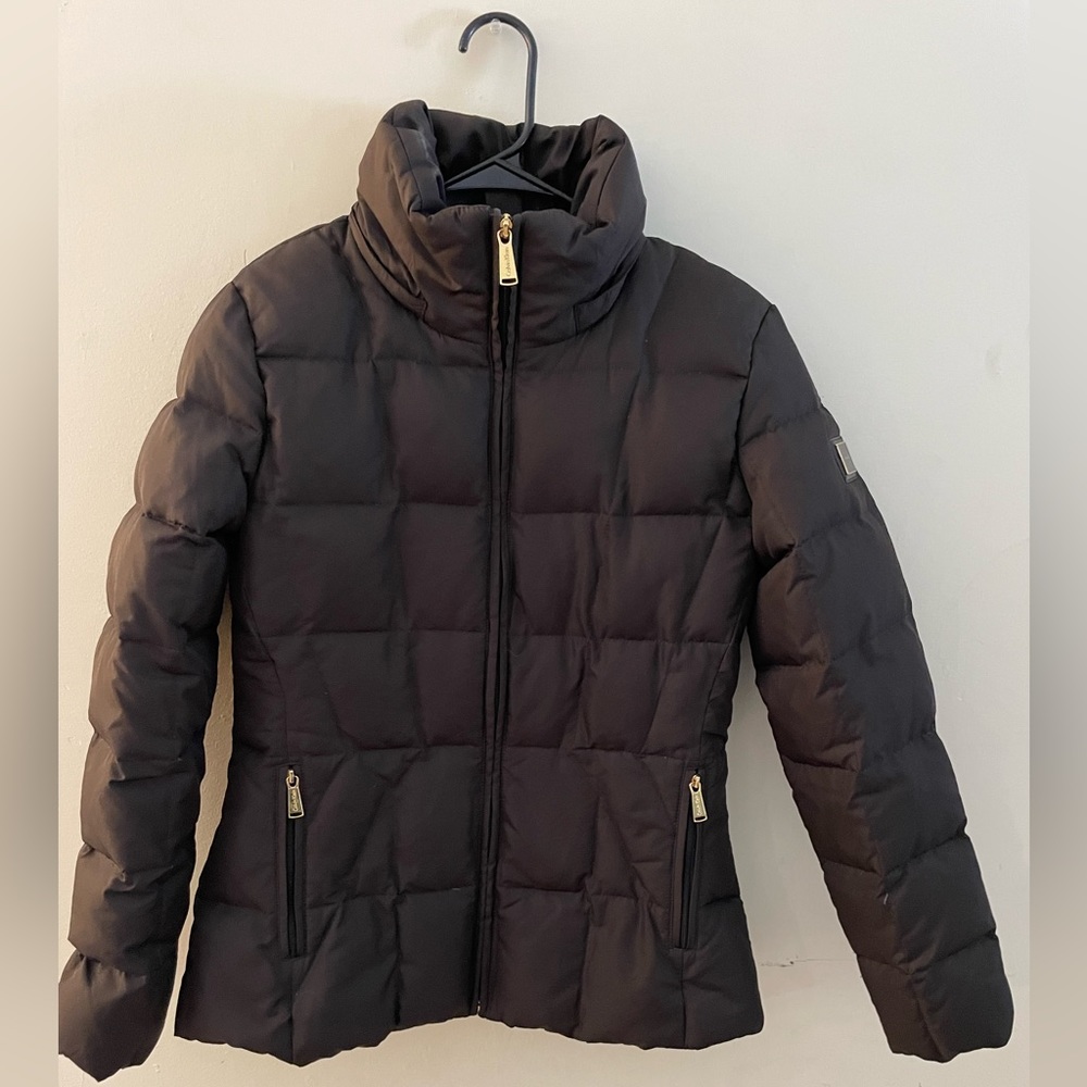 Calvin Klein Goose Feather Down Puffer Jacket, Brown